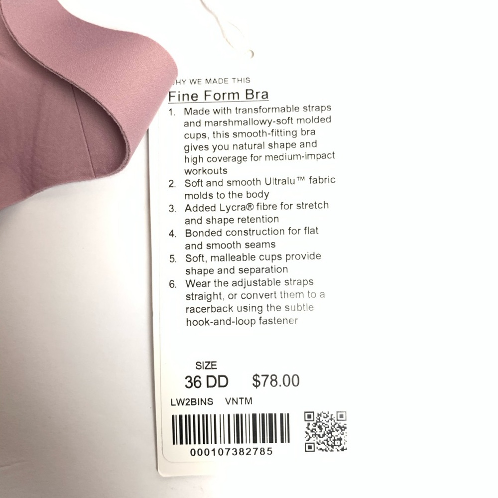 NWT Lululemon Fine Form Bra Dusty Mauve - Picture 7 of 7